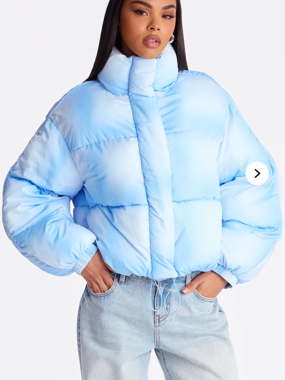 Light Blue Ombré Puffer Jacket - Sz XL Women nwt